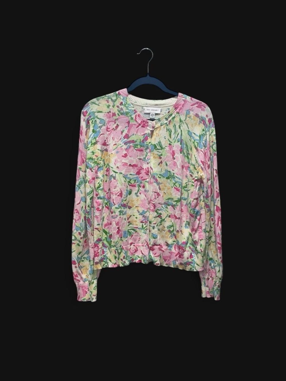Floral Crewneck Cardigan Sweater - Pink Multi